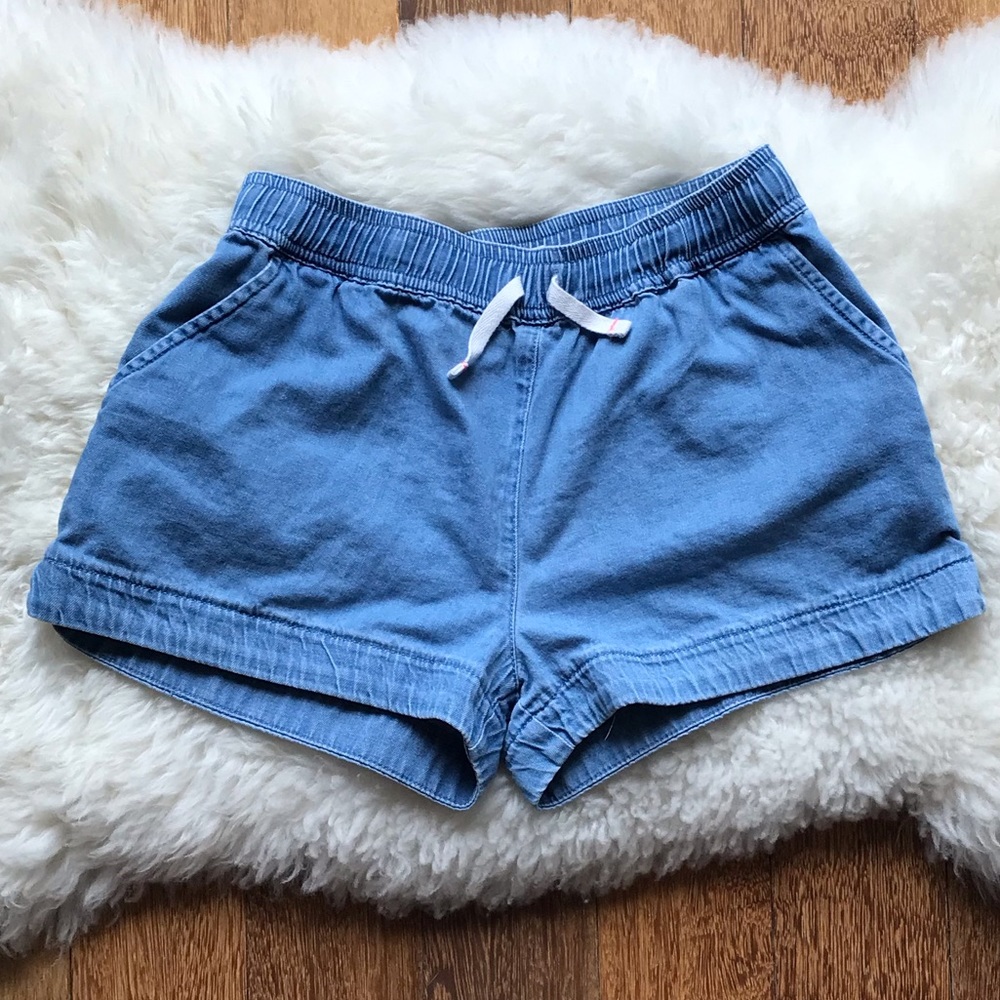 Mini Boden Heart Pocket Chambray Shorts